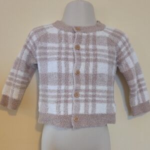 Modern Moments Plaid Kids Cardigan - Tan and White